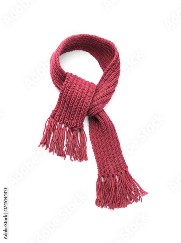 Red warm scarf on a white background