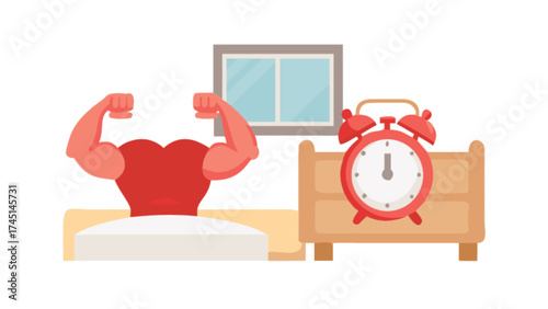 Wake up early for fitness and health benefits vector illustration concept for health and wellness