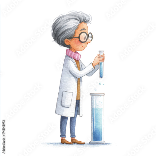 Scientist carefully pouring liquid into a graduated cylinder for experiment.