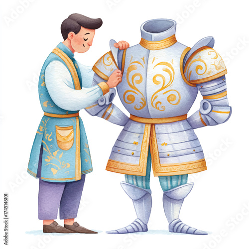 Tailor Fitting Armor - A Medieval Scene of Craftsmanship.