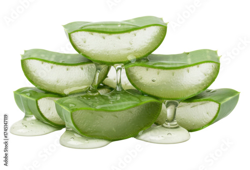 Wallpaper Mural Aloe Vera Slices Stacked with Dripping Gel on Transparent Background Torontodigital.ca