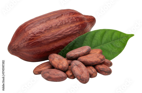 Wallpaper Mural Cocoa Pod Beans and Leaves Isolated on Transparent Background Torontodigital.ca
