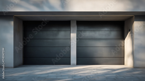 Contemporary minimalistic garages with sleek gates. Clean design, modern aesthetics, and functional architecture.