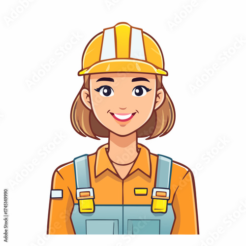 Construction worker woman smiling with hard hat