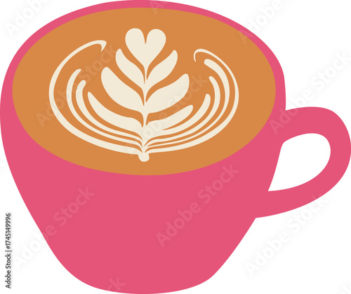 Cute Pink Mug with Perfect Latte Art