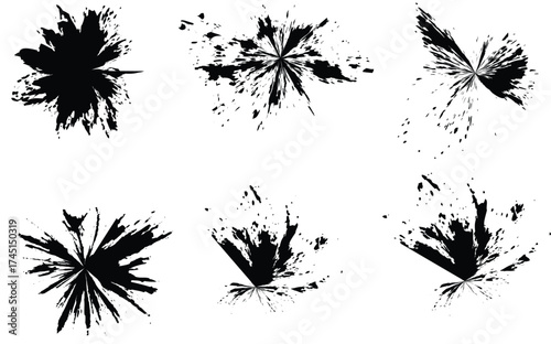 black ink splatter texture on white background, creative ink explosion artwork black and white, artistic ink splatter pattern creative background