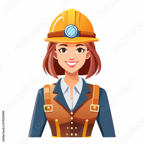 Female construction worker with hard hat