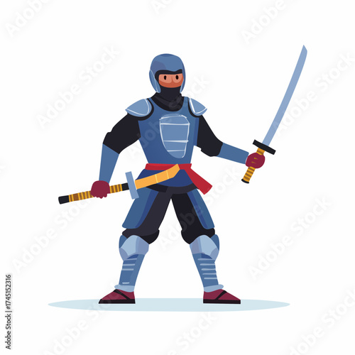 Ninja warrior with two swords