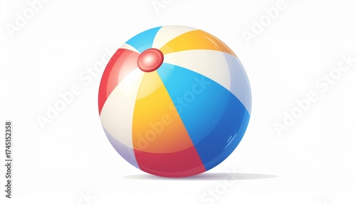 A colorful beach ball with red, white, yellow, and blue panels, casting a small shadow on a white background. Free Download A colorful beach ball with red, white, yellow, and blue panels, casting a small shadow on a white background. - GFXLoad