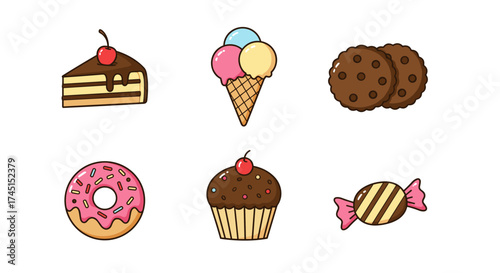 Colorful assorted desserts and sweets collection