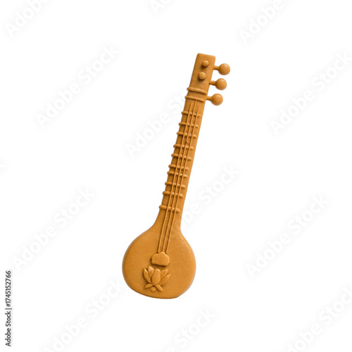 Sitar musical instrument cutout isolated on transparent background