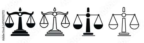 Scales icon set . Law scale icon. Justice sign