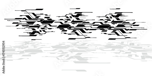 Sleek digital circuit art featuring an abstract technology pattern with dynamic reflection, perfect for futuristic backgrounds and modern design projects.