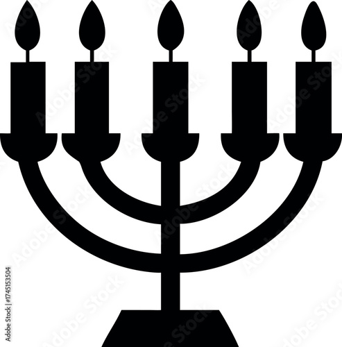 Elegant menorah with lit candles representing peaceful Hanukkah evening Vector illustration