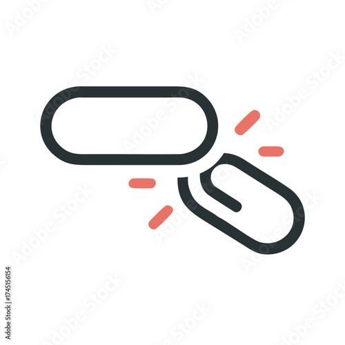 Broken chain link symbolizing disconnection for design