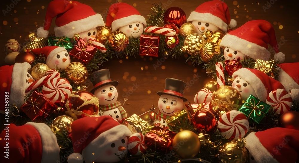 Naklejka premium santa claus and christmas decorations