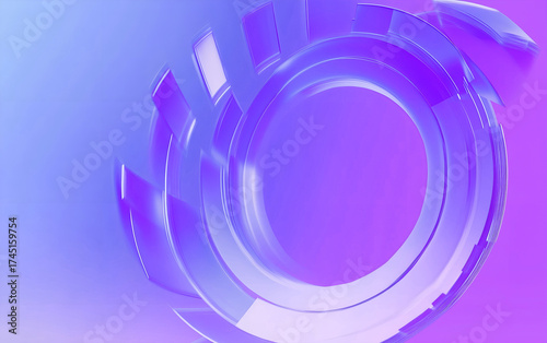 Abstract Purple and Blue Circular Design with Glass Elements for Backgrounds