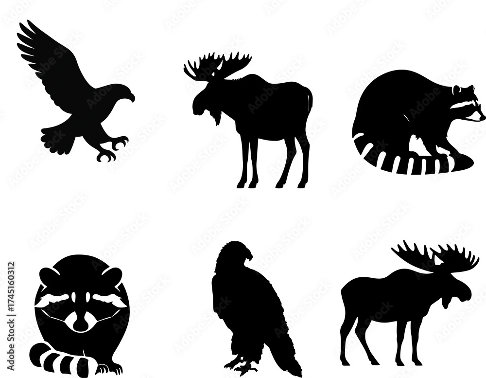 Obraz premium black silhouettes of animals