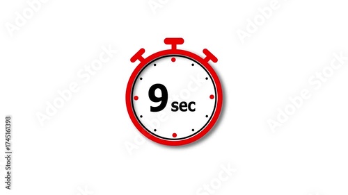 9 Sec clock icon animation. Clock 9-second icon Digital and analog clock 9 sec isolated on white background. and creating a stunning video.4k video.