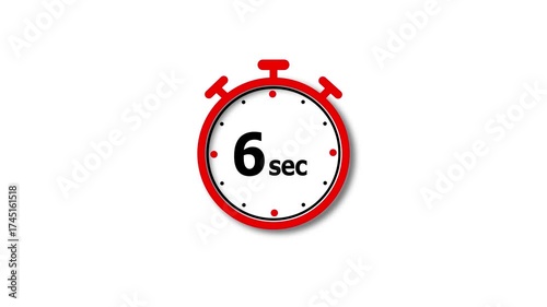 6 Sec clock icon animation. Clock 6-second icon Digital and analog clock 6 sec isolated on white background. and creating a stunning video.4k video.