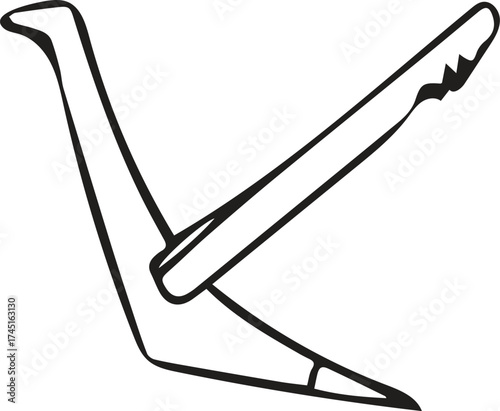 Vector line art of traditional farming with bull and plow in rural Bangladesh. EPS-ready for agriculture, heritage, and village life themes. Clean, editable design.