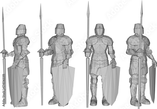 Vector sketch illustration of iron armor design for knights fighting in the medieval kingdom era 