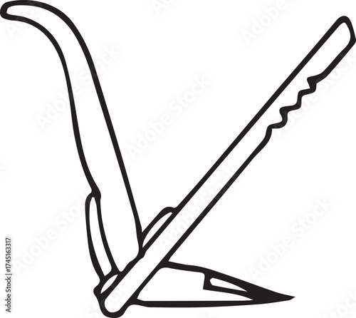 Vector line art of traditional farming with bull and plow in rural Bangladesh. EPS-ready for agriculture, heritage, and village life themes. Clean, editable design.