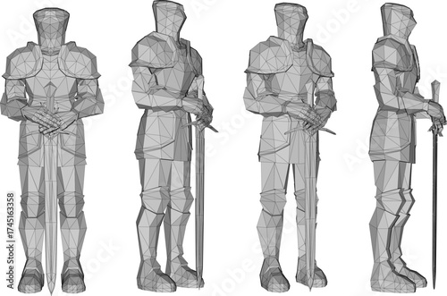 Vector sketch illustration of iron armor design for knights fighting in the medieval kingdom era 
