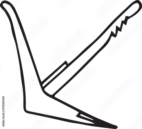 Vector line art of traditional farming with bull and plow in rural Bangladesh. EPS-ready for agriculture, heritage, and village life themes. Clean, editable design.