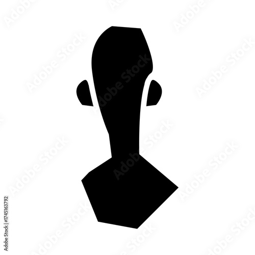 Black silhouette of a male head and upper shoulders in geometric flat style, ideal for profile, avatar, or UI design use.
