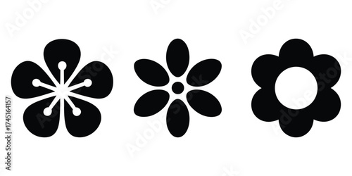 black flower silhouettes on white background