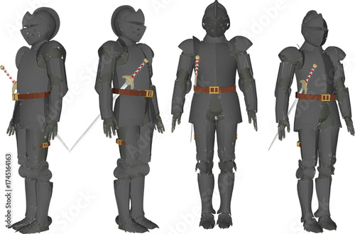Vector sketch illustration of iron armor design for knights fighting in the medieval kingdom era