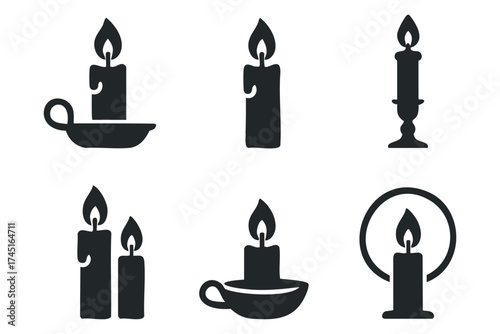 Creative candle designs for home decor and relaxation. Set of 6 black Christmas icons