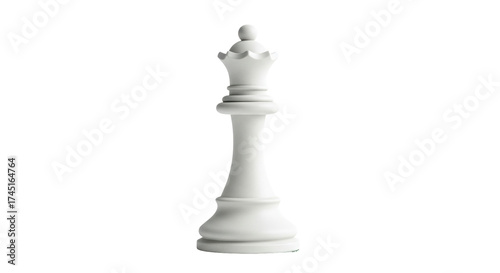 Foto Isolated chess piece depicting a white queen standing ready for a game on the bo