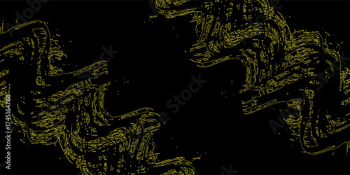 Yellow black brush stroke pattern car sticker, abstract banner, sporty lines, yellow black color combination, brush stroke pattern, grunge motorsport design.