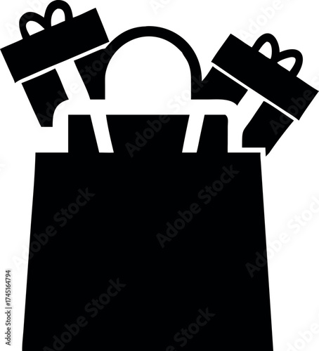 Full shopping bag with presents representing Christmas shopping Vector illustration
