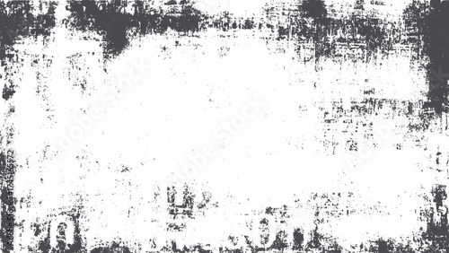 Rough grunge vector texture with brush stroke and paint splatter effect. Distressed rough black texture with grunge brush marks and grain overlay. 