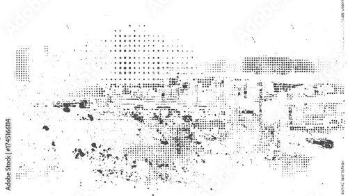 Grunge brush strokes texture with abstract rough black and white pattern. Black and white distressed texture with rough pin dots grunge overlay. 