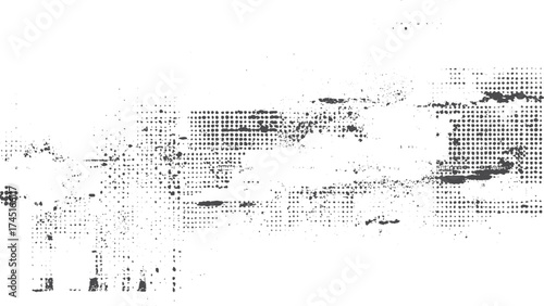 Grunge brush strokes texture with abstract rough black and white pattern. Black and white distressed texture with rough pin dots grunge overlay. 