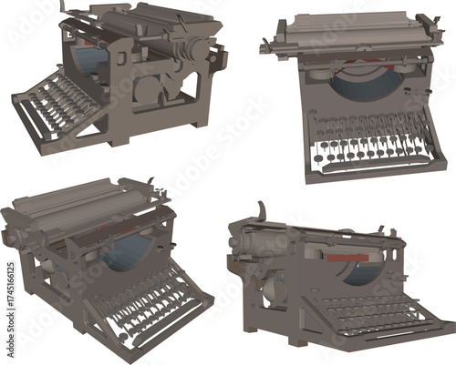 Vector sketch illustration of old typewriter design classic vintage ethnic traditional for writing administrative letters