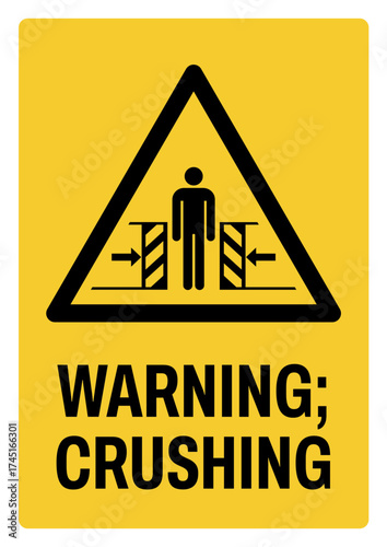 warning safety signs v3 uppercase text_warning ; crushing_portrait size a4/a3/a2/a1	 
