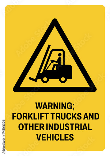 warning safety signs v3 uppercase text_warning ; forklift trucks and other industrial vehicles_portrait size a4/a3/a2/a1	 
