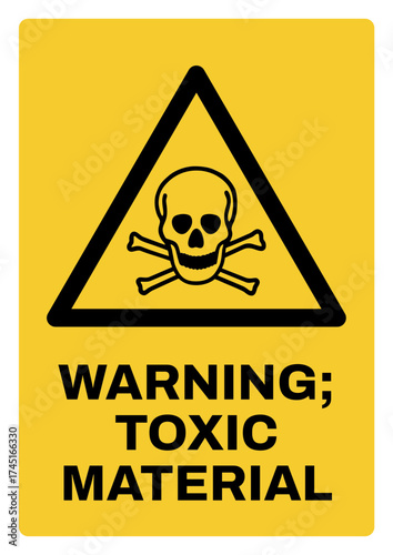 warning safety signs v3 uppercase text_warning ; toxic material_portrait size a4/a3/a2/a1	 
