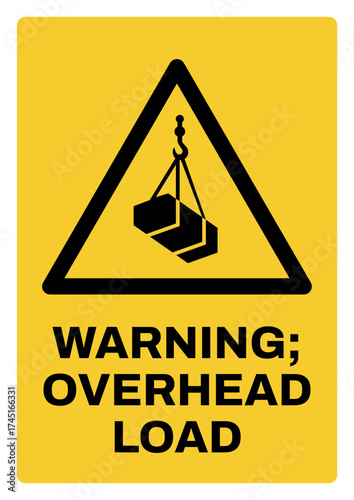 warning safety signs v3 uppercase text_warning ; overhead load_portrait size a4/a3/a2/a1	 
