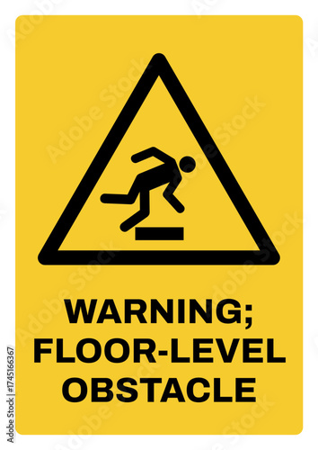 warning safety signs v3 uppercase text_warning ; floor-level obstacle_portrait size a4/a3/a2/a1	 
