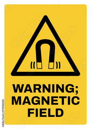 warning safety signs v3 uppercase text_warning ; magnetic field_portrait size a4/a3/a2/a1	 
