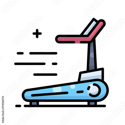 Modern treadmill icon exercise machine for running and walking workouts