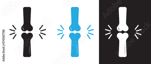 Arthritis Knee bones with Joint Pain Icon, knee pain icon, vector illustration.