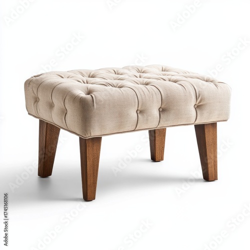 Wallpaper Mural Elegant Ottoman with Beige Fabric Upholstery in Studio Setting Torontodigital.ca