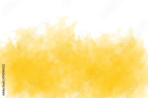 Bright yellow smoke cloud isolated on transparent background